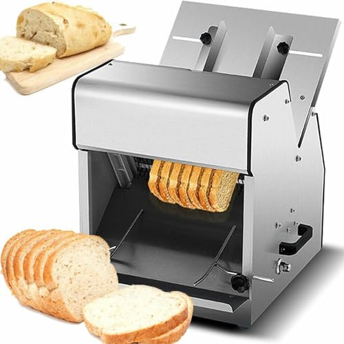 XSDAJSD Affettatrice per Pane Professionale da 370 W, Macchina elettrica per Tagliare Il Pane con Lame da 12 mm, 31 fette, Robot da Cucina per Toast, per panetteria, Cucina, Bar