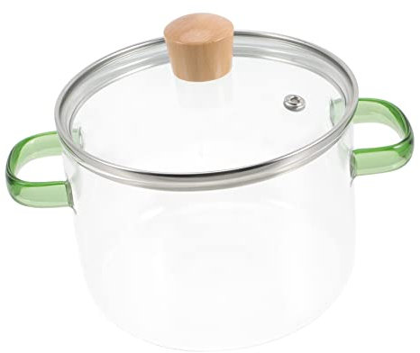 Amosfun Pentola Da Cucina in Vetro Trasparente Con Coperchio Pentola Per Cucinare Noodles e Design Antiaderente Facile Da Pulire