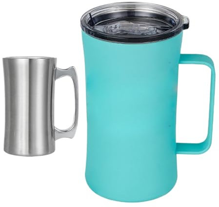 Gvblkq Insulated Tumbler, Portable Drinking Cup, Travel Mug with Handle, 600ml Large Capacity, Spill-Resistant Lid, Workplace & Outdoor Use for Hiking and Travel