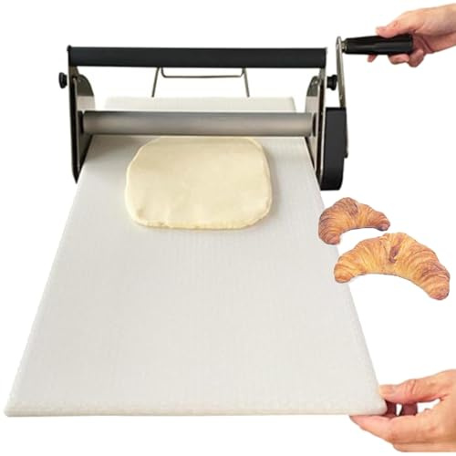 ZHJOPP Sfogliatrice Pieghevole, sfogliatrice Manuale in Acciaio Inox, Macchina per Pasta sfoglia a manovella, Spessore Regolabile, Adatta per Pizza da Forno,Croissant,crostate all'uovo