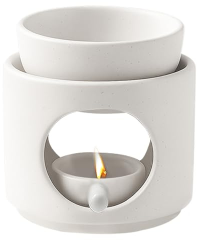Duftlampe Für ätherische öle, Duftlampe Teelicht mit Teelichthalter, Keramik Diffuser Aromalampe, Abnehmbare Schale für Dekoration, Yoga, Schlafzimmer (Weiß)