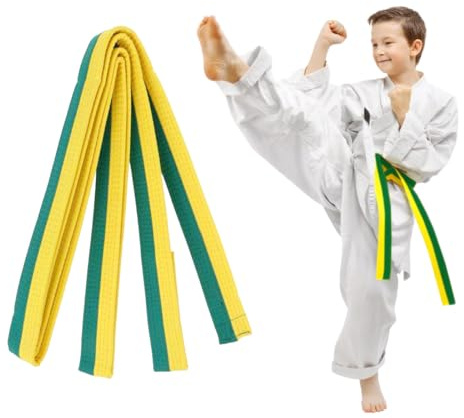 COYUN 1 pcs 220cm Gelbgrün Taekwondo-Gürtel, Judo gürtel Judo Karate Gürtel Belt Kampfkunst Karate Judo Taekwondo Belts Professioneller Karate Aikido Belt für Kinder Erwachsene Kampfsportgürtel