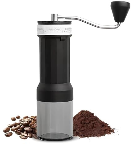 Kaffeemühle Manuell, Tragbarer Coffee Grinder Keramik, mit 40 Einstellbaren Einstellungen, 30 g Kapazität, Kaffeebohnen Selbst Mahlen, für Outdoor, Camping, Pour Over und Moka-Kannen