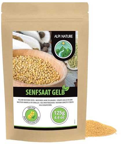 Alpi Nature Mustard Seeds Yellow White 125g 4.4 oz, White Yellow Mustard Seeds 1-2mm