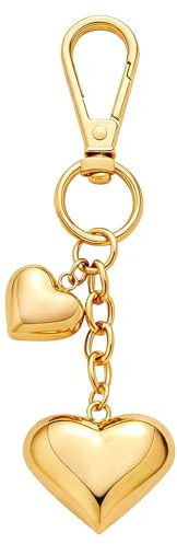 Gold Metall Schlüsselanhänger Herz Taschenanhänger Damen Keychain Cute Bag Charms Rucksack Anhänger Autoschlüsselanhänger Taschen Anhänger Doppelte Herzen Schlüsselanhänger Aesthetic Taschen Charm