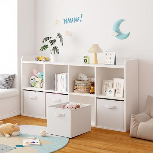 Rainbow Tree Cube Storage Box Kids Set of 4, Kids Playroom Bedroom Toy Box, Foldable Toy Storage Organiser, Baby Nursery Storage Bin, Toddler Toy Basket (4 Yellow 30x30x30cm)
