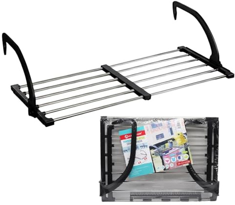 Weida | Tendedero para balcón, radiador Plegable | Material Resistente en Acero Inoxidable | Tendedero Multifuncional | con Pinzas extraíbles para Calcetines y Ropa (53cm-53cm-38cm)