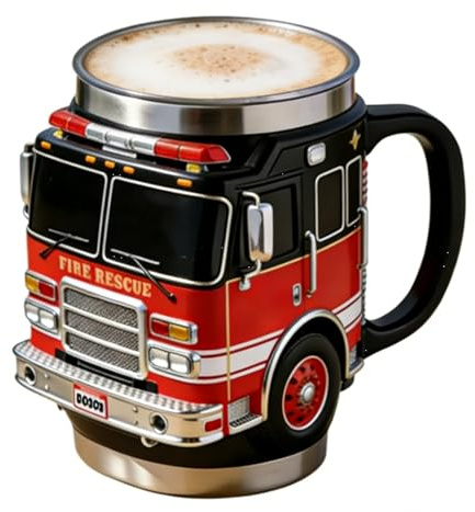 Générique Mugs à Café Originaux | Isotherme en Acier Inoxydable Thème Pompier,Mugs Tendances Tasses à Boisson Originales - Pour Thé Chaud Froid Eau Jus Hommes Père Frère Anniversaire Vacances Maison