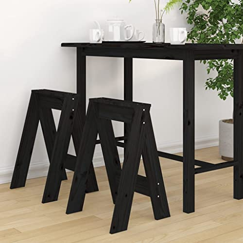 Generico Sgabelli 2 pz Nero 40x40x60 cm in Legno Massello di Pino,Sedie,Sedie e sgabelli pieghevoli-823668