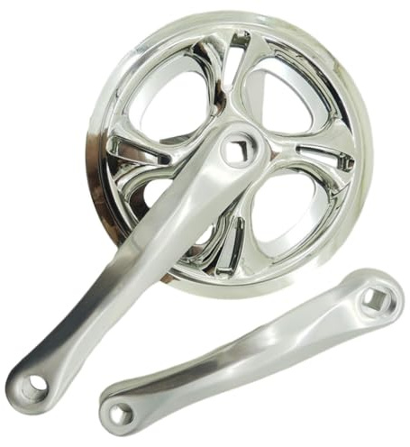Risveglio Silberne 175 mm Fahrrad-Kurbelgarnitur mit 42T Kettenblatt für Vierkant-Tretlager, kompatibel mit Rennrad, MTB, Fixie Bikes