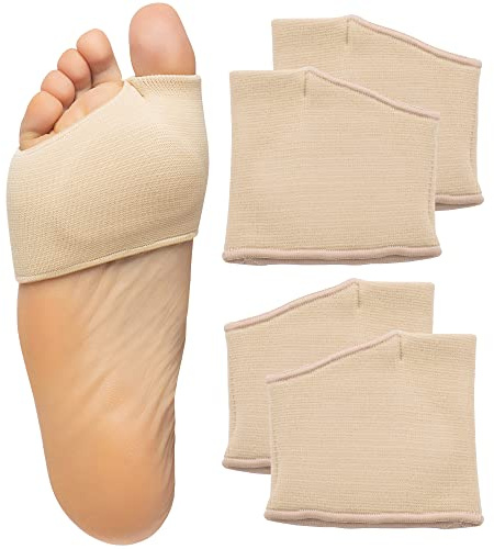 ZenToes Metatarsal Pads for Men and Women - Ball of Foot Support Cushions for Sesamoiditis, Metatarsalgia, Morton's Neuroma - 2 Pairs Fabric Sleeves with Gel Inserts (Small, Beige)
