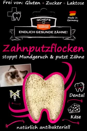 QCHEFS ZAHNPUTZFLOCKEN Katze Zahnpflege zum Lecken von Schleckmatte mit Nassfutter, Lachsöl, Katzenmilch, Malz Paste, Katzenfutter oder Leckerli
