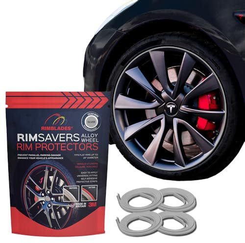 Rimsavers Grey Alloy Wheel Protectors – Fits Up to 22” x 4 Wheels | Ideal for Flat Edge Rims | 3 Colour Options | Easy DIY Fit | Protects Against Kerb Rash | Car Exterior Accessory