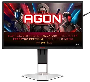 AOC Monitor AGON AG251FZ2E- 25 Full HD, 240 Hz, 0,5 ms, TN, FreeSync Premium, 1920x1080, 400 cd/m, D-SUBm DVI, HDMIx2, Displayport 1x1.2