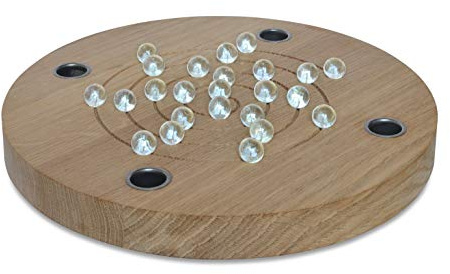 Natuhr Countdown Kerzenständer Loop Adventskranz Kalender inkl. 24 Murmeln Holz Eiche 30 cm Durchmesser
