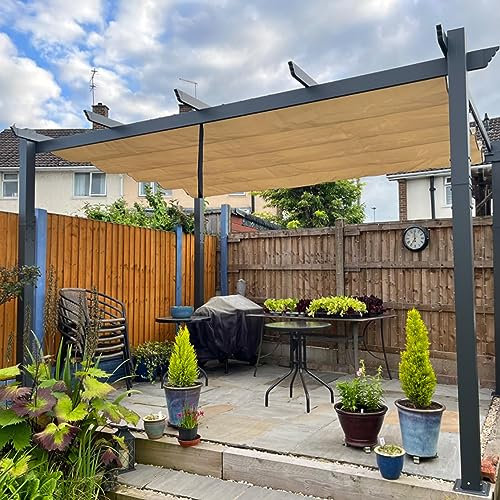 PURPLE LEAF Pergola 3x4 M Retractable Canopy Beige Aluminum Pergola