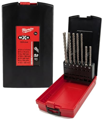 Milwaukee SDS-Plus - Juego de brocas para martillo perforador (7 piezas)