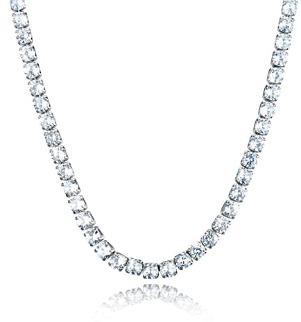 U7 Damen Halskette mit Brillianten Zirkonia Tennis-Kette 41cm/46cm Edelstahl/18k vergoldet Eleganter Modeschmuck Accessoire für Weihnachten Muttertag Geburtstag Jahrestag