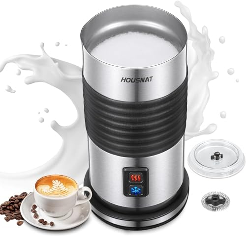 HOUSNAT Milk Frother Electric, 4 in 1 Automatic Milk Frother & Heater, 7oz(200ml) Hot/Cold for Chocolate, Latte, Coffee, Cappuccino, Strix Temperature Control, Non-Stick Coating, 400W