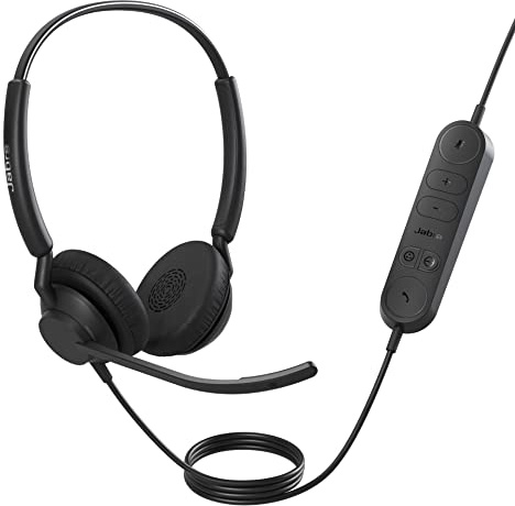 Jabra Engage 40 Auriculares Estéreo, Inline Call Control, 2 micrófonos, cancelación de ruido, cable USB-C, ultraligero, Para plataformas de comunicaciones unificadas como Zoom y Unify, Negro