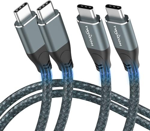 Twozoh 4K USB C Kabel 100W 3M 2 Stück (All-in-One), USB 3.2 Gen 2 X 2 20Gbps USB C 3.1 Type C PD Schnelllade Date nübertragung Type C 4K@60Hz Videomonitor kabel