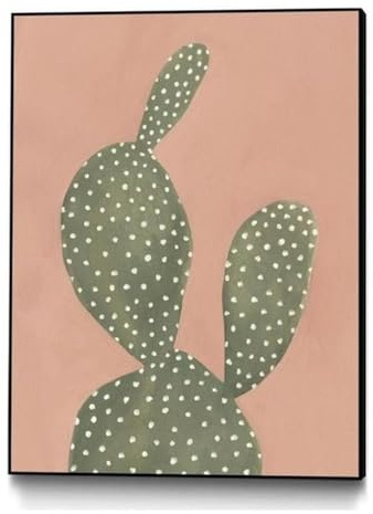 Giant Art Canvas 30x40 Coral Cacti I Framed in Multi-Color