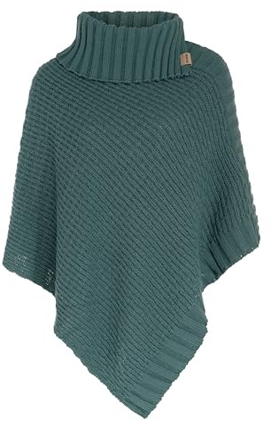KNIT FACTORY - Nicky Gestrickter Poncho - Damen Strickponcho mit Kragen - Mit Wolle - Hochwertige Qualität - Laurel