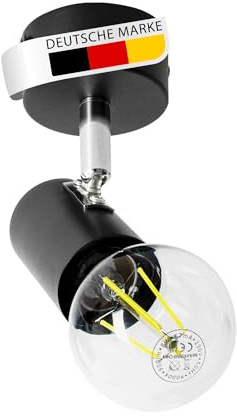 Maxkomfort LED Deckenleuchte schwarz | 1x E27 Fassung 1-flammig | schwenkbar Deckenlampe Deckestrahler Deckenspot Wandleuchte proShine-E271-BK