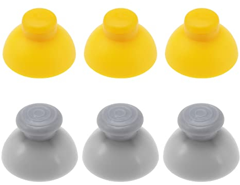 EMSea 6 Pezzi Ricambio Cappucci Per Joystick Analogici Compatibile Con Nintendo GameCube Controller Coperture Per Stick Analogici Accessori ABS Giallo E Grigio
