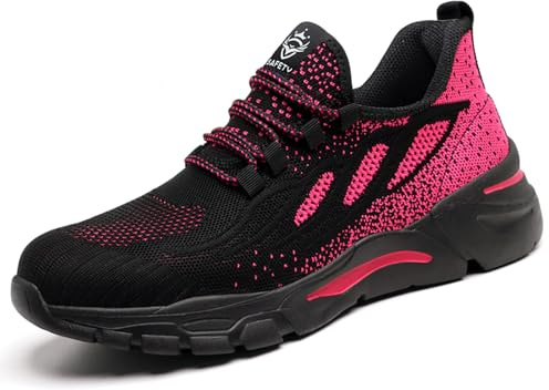 HYCOPROT Säkerhetsskor herr dam luftkudde sneakers lätta och andningsbara arbetsskor säkerhetssko skyddsskor .., rosa, 39 EU