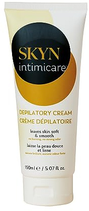SKYN Intimicare: Crème Dépilatoire Intime (150mL) pour Femmes et Hommes/Sans odeur, agit rapidement sur tous les types de poils pubiens (poils fins à épais)