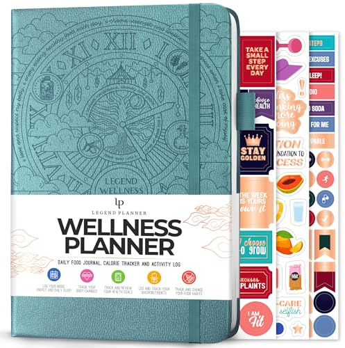 Legend Food Journal, Weight Loss & Meal Tracking Diary 5.8x8.3 Aquamarine