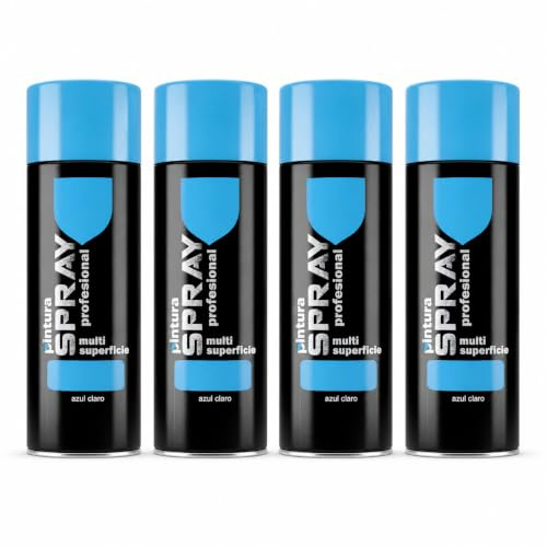 various Pintura Spray Azul Cralo de 400 ml Adecuado para las Superficies de Metal, Madera y Plástico Pack de 4 Unidad