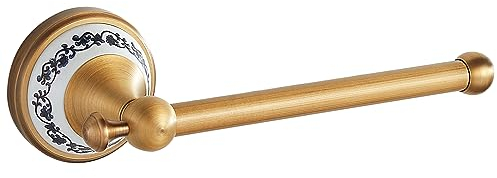 Porte-Papier Toilette, Support de Rouleau de Papier Toilette en Laiton Bronze Antique, Accessoires de matériel de Salle de Bain, Design en Porcelaine