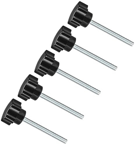 CoCud Stern Klemmknöpfe M5 x 70mm Außengewinde 23.5mm Kopf Plastik Daumen Schraube Griff Hand Knöpfe Gewinde Bolzen Schwarz - (Anwendung: für Drehmaschinen Maschinen) 5Stk
