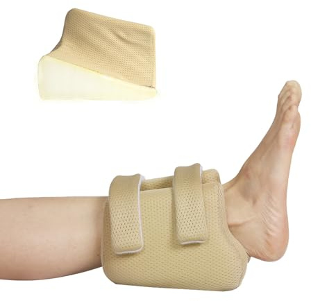 EHUCON 3D Compact Heel Protectors for Pressure Sores & Bed Sore Relief, Foot Elevation Pillow for Bedridden Patients, Heel Cushion for Post-Surgery Recovery, Ankle Support Foot Wedge Pillow to Reduce Pressure (Khaki 1 pc)