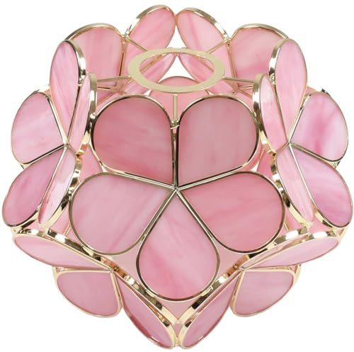 Bieye S10732 Tiffany Style Stained Glass Flower Petal Lampshade (Pink, 8 Cherry Blossom)