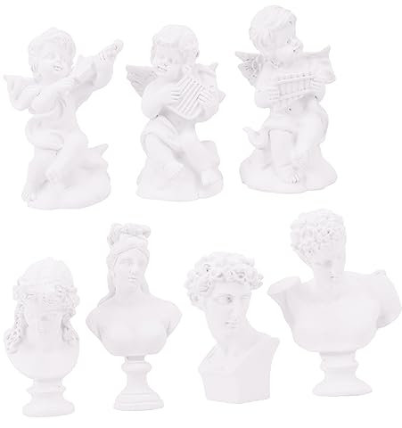 Cabilock 7stücke Teiliges Aus Kunstharz Skulpturen Wohnaccessoires Und Schreibtischdekoration Weiß