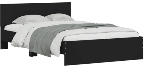 vidaXL Bettgestell mit Kopfteil Schwarz 120x200 cm