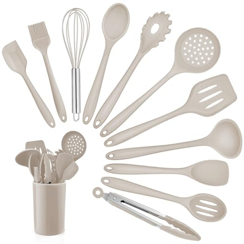 Homikit Silicone Kitchen Utensil Set, 12 Piece Cooking Utensils with Holder