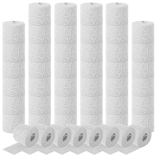 ZUQIAN 48 Pack Plaster Cloth Rolls Bulk, Each Roll 2”x 108” Cloth Gauze Bandage, Plaster of Paris Strips for Crafts, Modeling, Belly Cast, Masks, Scenery (2In x 9Ft/ 3Yd)
