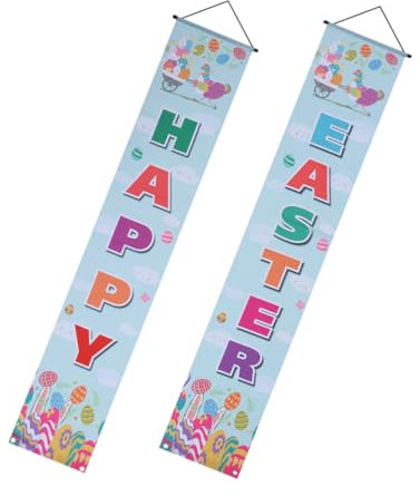 OFFSCH 1paar Ostern Türdekoration Banner Fröhliche Türvorhang Mit Druck Festliche Türflagge Für Osterfeier Willkommen Haustür Einfach Zu Aufhängen Für Innen Und Außenbereiche