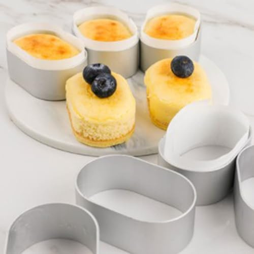 Jayruit 10 Stück Backen für Mini-Aluminium-Legierung ovale Eierform Käse-Kuchenringe halb gekocht einfach zu lösen