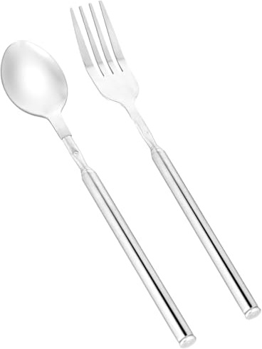 CVNRCLP 25.2 Extendable Stainless Steel Fork and Spoon Set - Telescopic Cutlery for BBQs, Fruits, and Dining - Retractable Long Fork and Spoon Extenders for Convenient Tableware