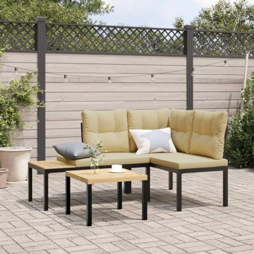 Xichuzi Gartenbänke mit Kissen 2 STK. Schwarz Pulverbeschichteter Stahl, Balkon Möbel, Outer Banks, Sitzbank, Gartenmöbel, Garten Möbel, Balkon Bank, Bierbank, Parkbank - 4008562