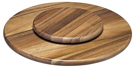 Spring Plato Giratorio para Fondue, Madera de Acacia, Plato para Servir Fondue Olla e Ingredientes, rodamiento de Bolas, pie para Estabilidad, Apto para Todos los Spring-Rechauds | Ø 40,5 cm