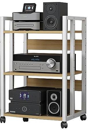 HiFi Rack,3-stufiger AV-Medienschrank, Komponentenschrank, offenes Lagerregal, bodenstehender multifunktionaler Regalschrank für Zuhause/Büro/Audio-Video/DJ/Theater