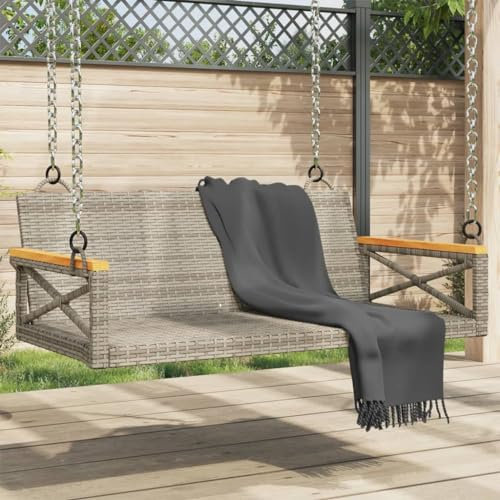 Xichuzi Hängebank Grau 109x62x40 cm Poly Rattan, Terrassenmöbel, Wetterfeste Bank, Outdoor Bank, Parkbank, Garten Banken, Deko Bank, Gartenmöbel - 368153