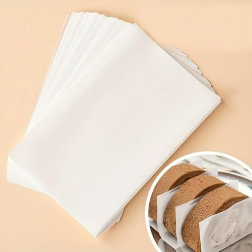 NYSDM 100 Piezas de Papel Separador de Rollos de Pastel, Papel de Envolver con Borde de Rollo Suizo, Papel de Grado alimenticio para Hornear Pan, Papel a Prueba de Grasa