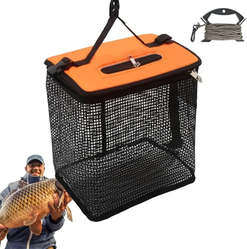 Cestino galleggiante per pesci, pieghevole, con tracolla per pesca